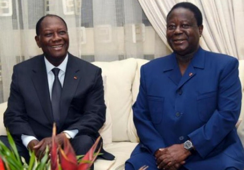 President Alassane Ouattara, left, and former president Henri Konan Bedie